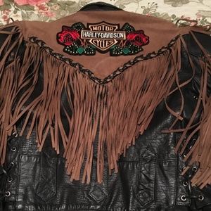 VINTAGE Fringed Heavy Leather Coat, Medium